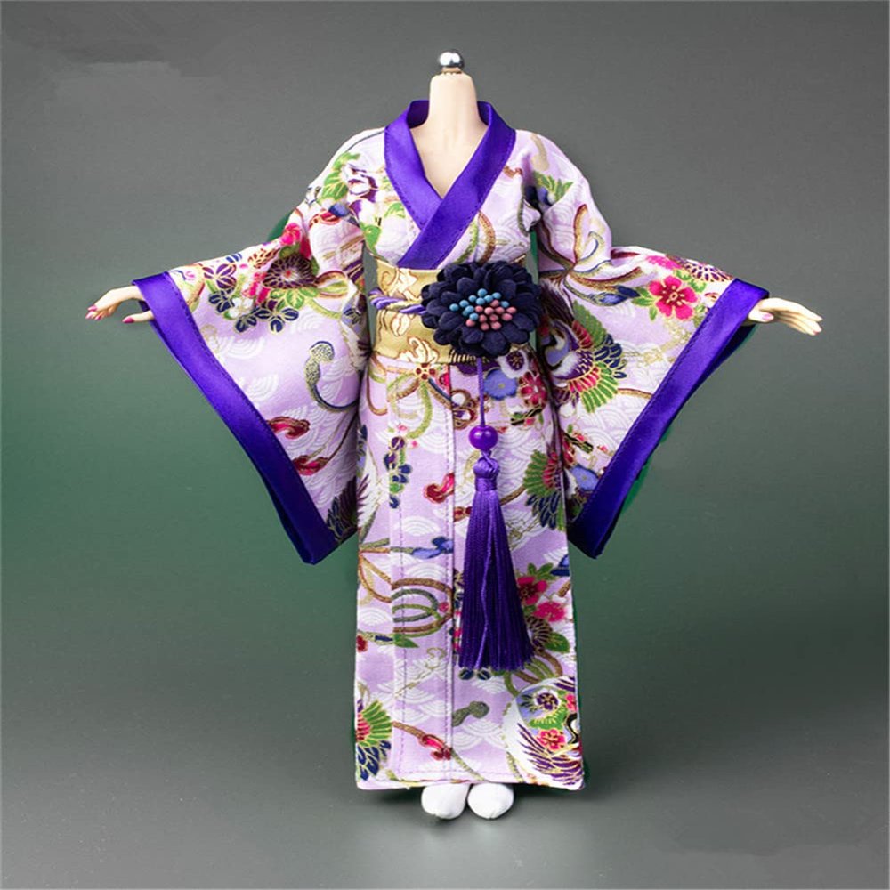 Fremego 1/6 Scale Female Clothes, Japanese Kimono Bathrobe Dress Costume Clothing for 12inch PH TBL JO Action Figure Body (H-Long Version)