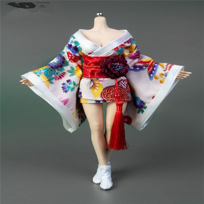 Fremego 1/6 Scale Female Clothes, Japanese Kimono Bathrobe Dress Costume Clothing for 12inch PH TBL JO Action Figure Body (B-Short Version)