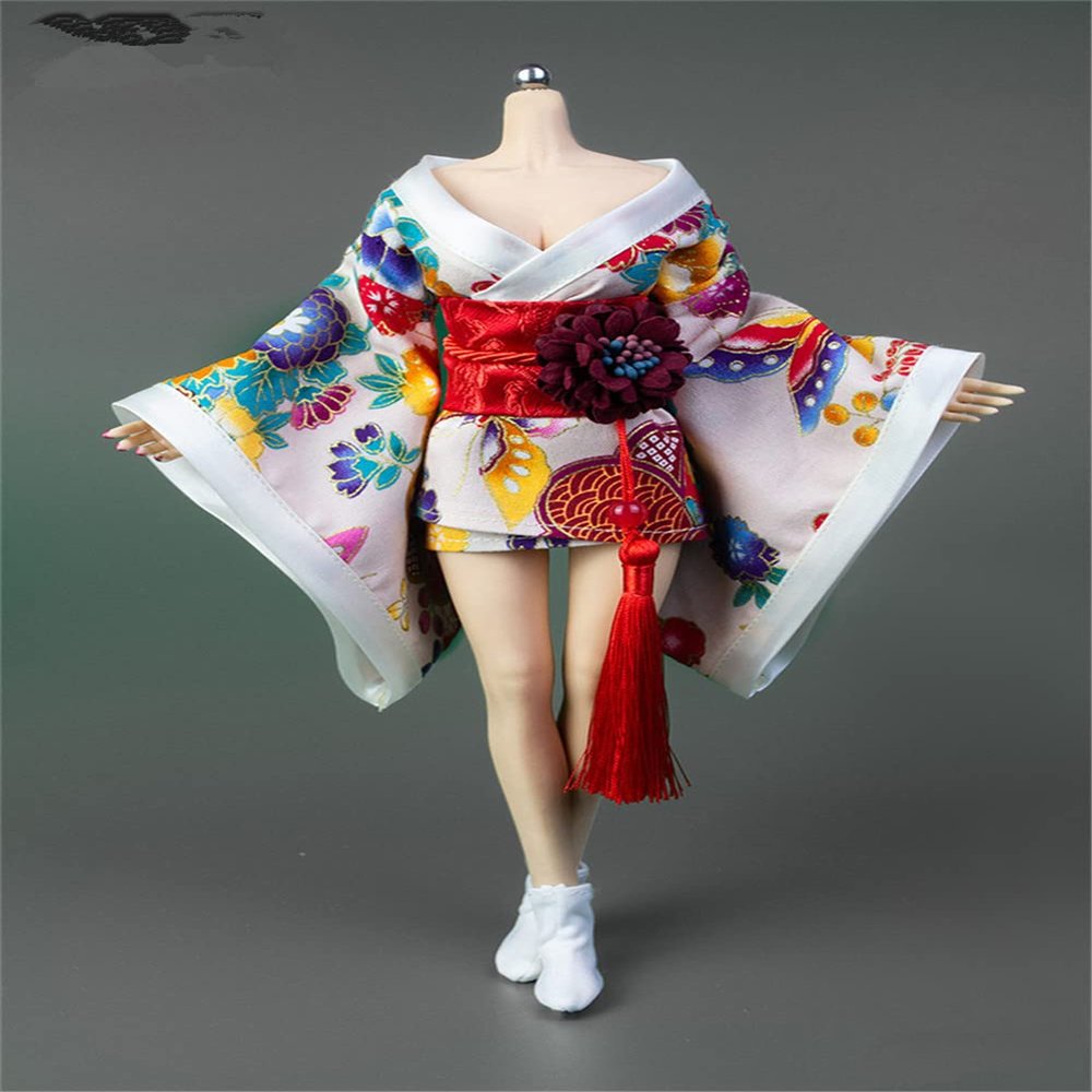 Fremego 1/6 Scale Female Clothes, Japanese Kimono Bathrobe Dress Costume Clothing for 12inch PH TBL JO Action Figure Body (B-Short Version)
