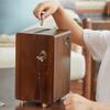 Retro Money Banks Black Walnut Wood Piggy Bank Large Capacity Unbroken Coin Can with Bronze Key Money Box Home Decoration view 4