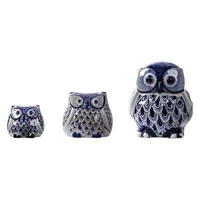 Set of 3 Money Banks Blue and White Ceramic Piggy Bank Creative Fun Cute Coin Counter Jar Large Capacity Great Toy Gift