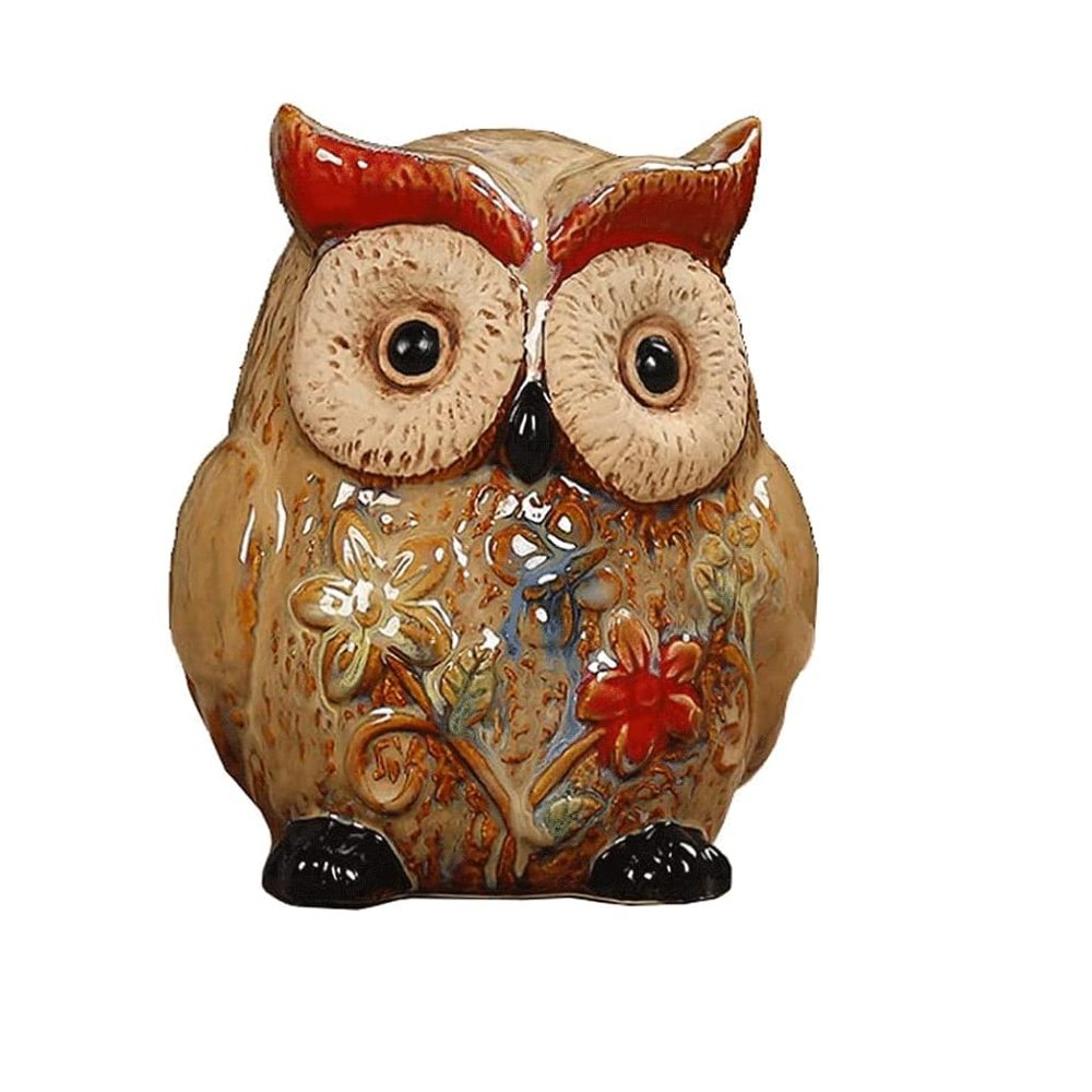 GHQYP Money Banks Ceramic Brown Cute Piggy Bank Creative and Funny Money Box Home Souvenirs Coin Counter Jar