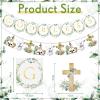 2 Pcs First Holy Communion Gold Glitter Baptism Banner Decorations Baptism Decorations God Bless Banner Christening Decorations Confirmation Decorations Kids' Party Banners Baby Shower Girl Boy Party view 2