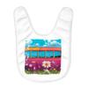 Flower Design On Hippie Bus Baby Bibs - Printed Baby Feeding Bibs - Graphic Bibs for Eating view 1