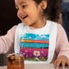 Flower Design On Hippie Bus Baby Bibs - Printed Baby Feeding Bibs - Graphic Bibs for Eating view 3