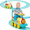 GLACER Ride On Train with 16 Pieces Tracks for Kids, Electric Ride On Toy with Lights & Sounds, Storage Box Under Seat and Retractable Foot Pedals, Gift for Toddler, Boys and Girls 3+ Years (Blue) view 1
