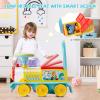 GLACER Ride On Train with 16 Pieces Tracks for Kids, Electric Ride On Toy with Lights & Sounds, Storage Box Under Seat and Retractable Foot Pedals, Gift for Toddler, Boys and Girls 3+ Years (Blue) view 3