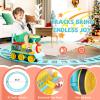GLACER Ride On Train with 16 Pieces Tracks for Kids, Electric Ride On Toy with Lights & Sounds, Storage Box Under Seat and Retractable Foot Pedals, Gift for Toddler, Boys and Girls 3+ Years (Blue) view 4