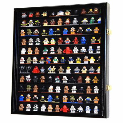 120 Minifigures Display Case Cabinet for Miniatures/Figurines/Mini Figures (Cherry)