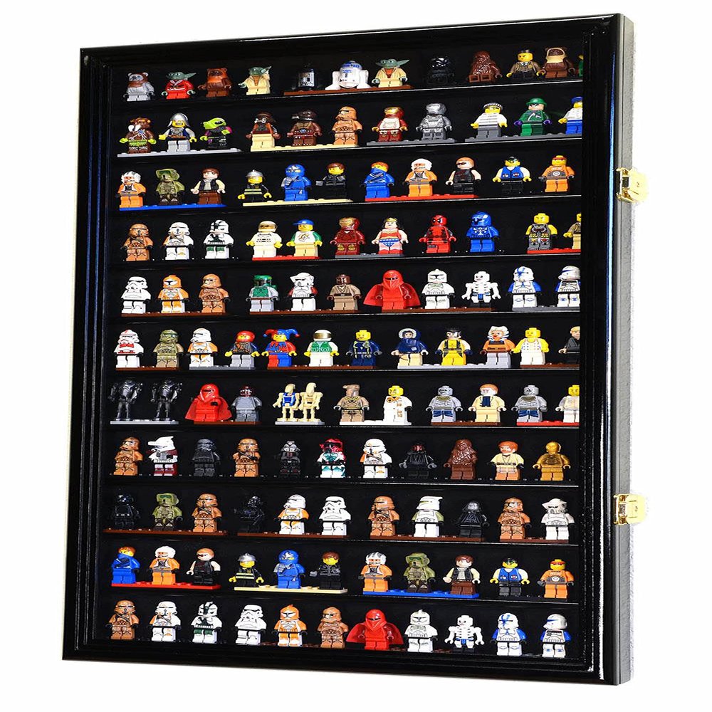120 Minifigures Display Case Cabinet for Miniatures/Figurines/Mini Figures (Cherry)