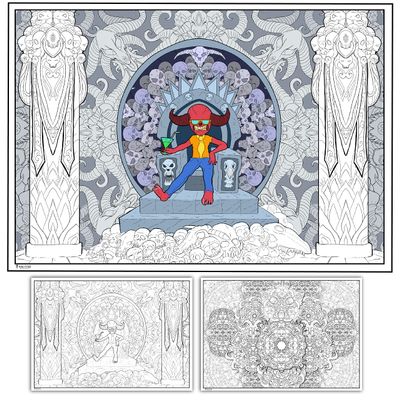 Young N Refined 2 Pack of Giant Coloring Posters of Skull Mandalas collages Folded Version (42x60)