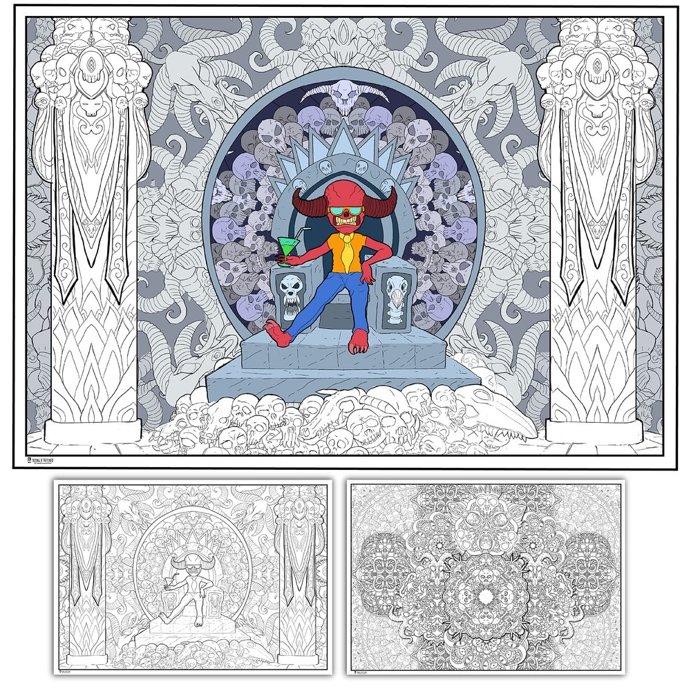 Young N Refined 2 Pack of Giant Coloring Posters of Skull Mandalas collages Folded Version (42x60)