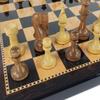 3 1/2 inch King Staunton Wood Acacia Natural Boxwood Chess Set with 18 inch Dark Walnut Color Board view 1