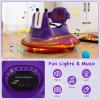 Costzon 12V Kids Ride On Bumper Car, Electric Bumper Car w/Dual Joysticks, Remote Control, 360 Spin, Slow Start Function, LED Lights & Fun Music, Adjustable Safety Belt, Soft Bumper (Purple) view 3