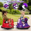 Costzon 12V Kids Ride On Bumper Car, Electric Bumper Car w/Dual Joysticks, Remote Control, 360 Spin, Slow Start Function, LED Lights & Fun Music, Adjustable Safety Belt, Soft Bumper (Purple) view 4