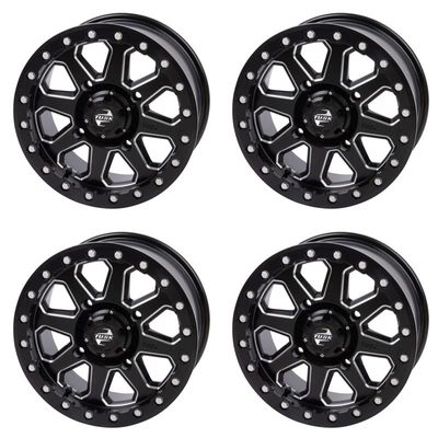 (4 Pack) 4/137 Tusk Uinta Beadlock Wheel 15x7 5.0 + 2.0 Milled/Black For Can-Am Commander 1000R X-MR 2022-2024