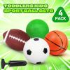 8 Inch Toddler Sport Balls Toys Set, Mini Basketball, Kids Dodgeball for Outdoor, 8" Small Soccer for Indoor Hoop Sets, Beach Pool Balls Stocking Stuffer Gift for Boys Girls(4 PCS with Carry Bag) view 2