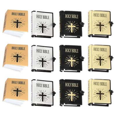 ibasenice Mini Book Models 1.57X1.25X0.35In Miniature Bible Books Dollhouse Decor Photography Props Small Detailed Flip Pages for Mini House Accessories