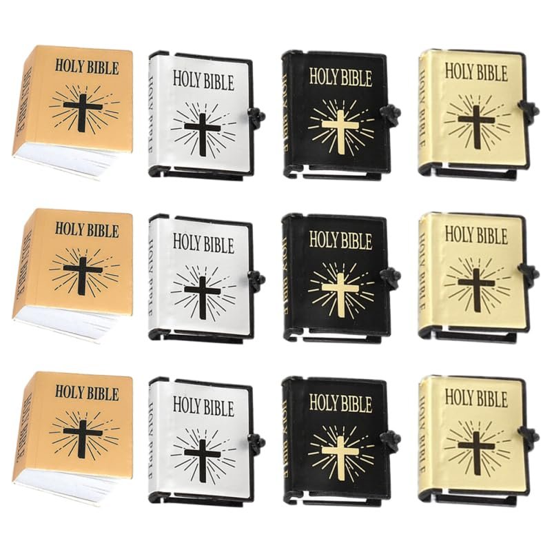 ibasenice Mini Book Models 1.57X1.25X0.35In Miniature Bible Books Dollhouse Decor Photography Props Small Detailed Flip Pages for Mini House Accessories