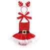 Baby Girls Costume Christams Costume Romper Dresses Infant Santa Claus Jumsuit One Piece Furry Outfit Toddler Baby Girl Tutu Romper Dress For Christmas Photo Shoot With Deer Headband White Fur 0-3 M view 1