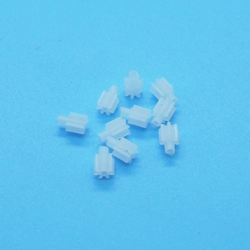 GatherTOOL 10pcs/Set 7 Teeth 0.75mm 70.8A 0.3M Toy Helicopter GearPinion Drive Small Plastic Steering Gear UAV Model Toy Accessories (Hole Diameter : 0.8mm Tight, Number of Teeth : 7 Teeth)