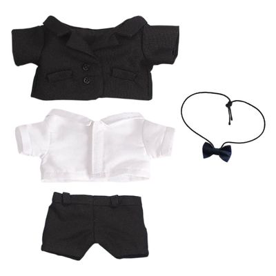 niannyyhouse Black Suit Coat Bow Tie White Shirt Pants 15cm Plush Doll Clothes Doll Dress Up (Black-1)