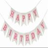 Burlap Happy Birthday Banner, Assembled Reusable Pink Happy Sign for Rustic Birthday Party Decorations view 1