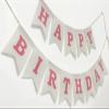 Burlap Happy Birthday Banner, Assembled Reusable Pink Happy Sign for Rustic Birthday Party Decorations view 2
