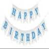 Blue Happy Birthday Banner, Assembled Burlap Happy Birthday Sign for Birthday Party Decorations view 1