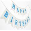 Blue Happy Birthday Banner, Assembled Burlap Happy Birthday Sign for Birthday Party Decorations view 2