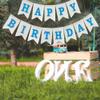 Blue Happy Birthday Banner, Assembled Burlap Happy Birthday Sign for Birthday Party Decorations view 4