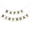 Burlap Happy Birthday Banner, Assembled Reusable Black Happy Birthday Sign for Rustic Birthday Party Decorations view 1