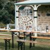 Burlap Happy Birthday Banner, Assembled Reusable Black Happy Birthday Sign for Rustic Birthday Party Decorations view 4
