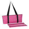 Mah Jongg Full Set Fuchsia (Pink) & Silver MJ Designer Logo Soft Case with 166 White Tiles and Four Color Pusher Racks view 1