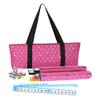 Mah Jongg Full Set Fuchsia (Pink) & Silver MJ Designer Logo Soft Case with 166 White Tiles and Four Color Pusher Racks view 3