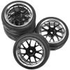 4Pcs HIRCQOO OD 2.55" 1/10 On Road Rubber Tires & 12mm Hex Hub Plastic Wheel Rims Compatible with Traxxas HSP Tamiya HPI Kyosho Redcat 1/10 On-Road Touring Car view 1