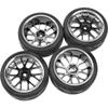 4Pcs HIRCQOO OD 2.55" 1/10 On Road Rubber Tires & 12mm Hex Hub Plastic Wheel Rims Compatible with Traxxas HSP Tamiya HPI Kyosho Redcat 1/10 On-Road Touring Car view 2