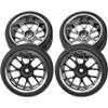 4Pcs HIRCQOO OD 2.55" 1/10 On Road Rubber Tires & 12mm Hex Hub Plastic Wheel Rims Compatible with Traxxas HSP Tamiya HPI Kyosho Redcat 1/10 On-Road Touring Car view 4