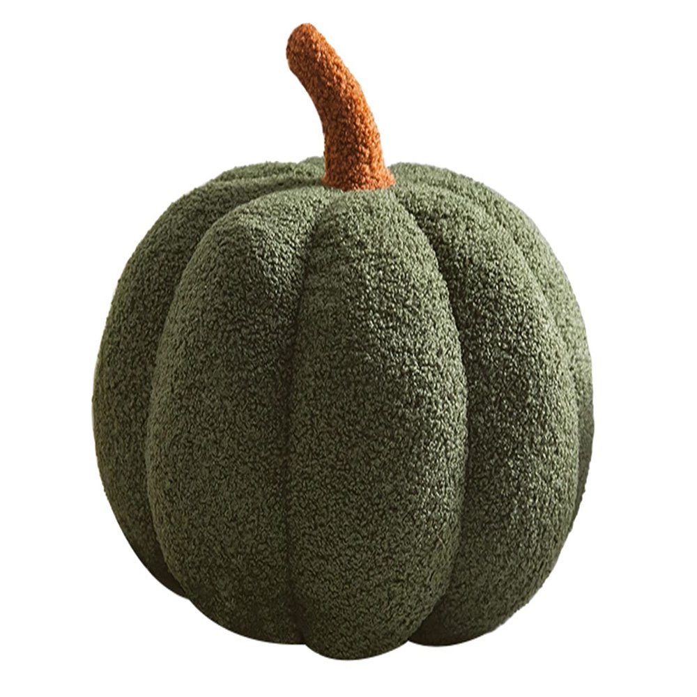 3D Pumpkin Throw Pillow Hugging, Fluffy Pumpkin Plush Pumpkin Stuffed Animal Toys, Pumpkin Pillow Sofa Cushion Pumpkin for Home Decor Halloween, Christmas or Birthday Party (Olive Green, 8 Inch)
