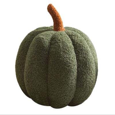 3D Pumpkin Throw Pillow, Fluffy Plush Stuffed Animal Toy, Pumpkin Pillow for Home Decor - Halloween, Christmas or Birthday Party (Olive Green, 12 Inch)
