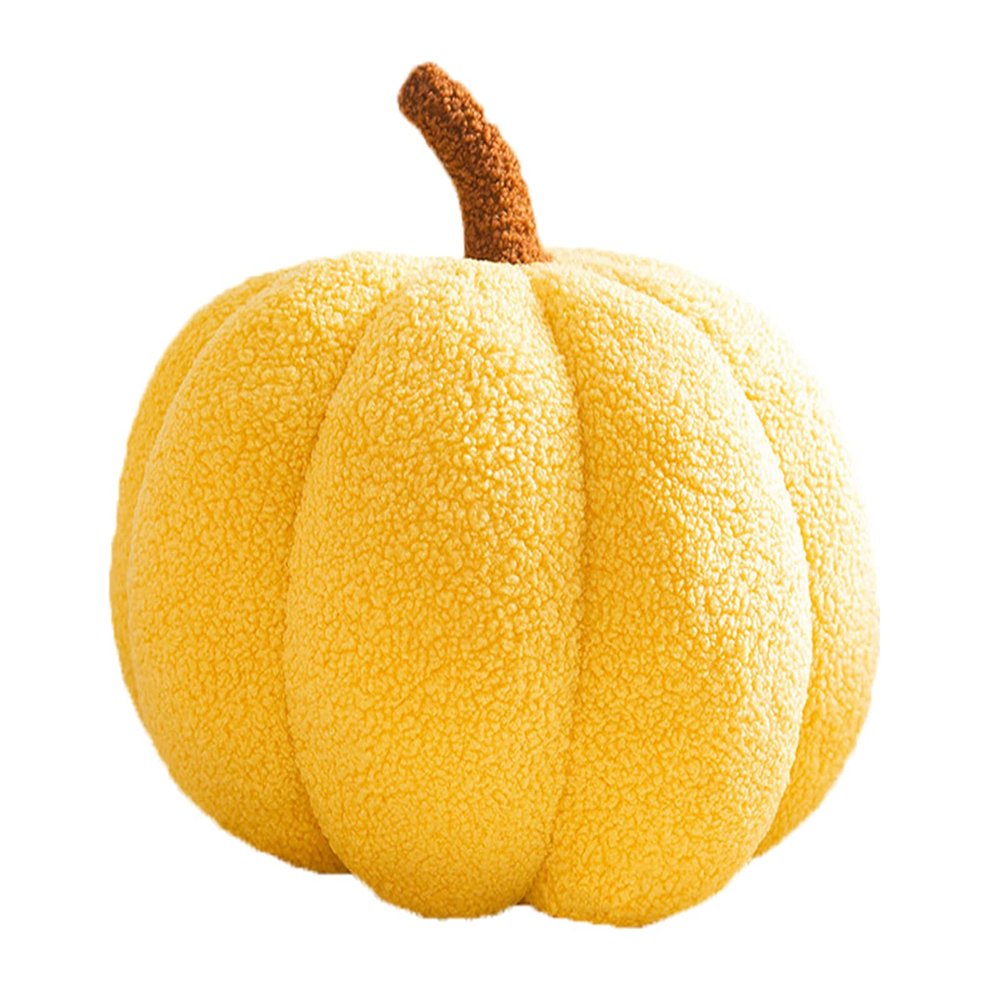 COSGOO 3D Pumpkin Throw Pillow, Fluffy Pumpkin Plush Stuffed Animal Toys for Home Decor, Halloween, Christmas or Birthday Party (Yellow, 12 Inch)