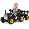 OLAKIDS 12V Kids Ride On Tractor, 2 in 1 Electric Vehicle with Remote Control, Detachable Trailer, Toddlers Battery Powered Driving Toy with 2 Speeds, Music, USB, Bluetooth, Lights (Black) view 1
