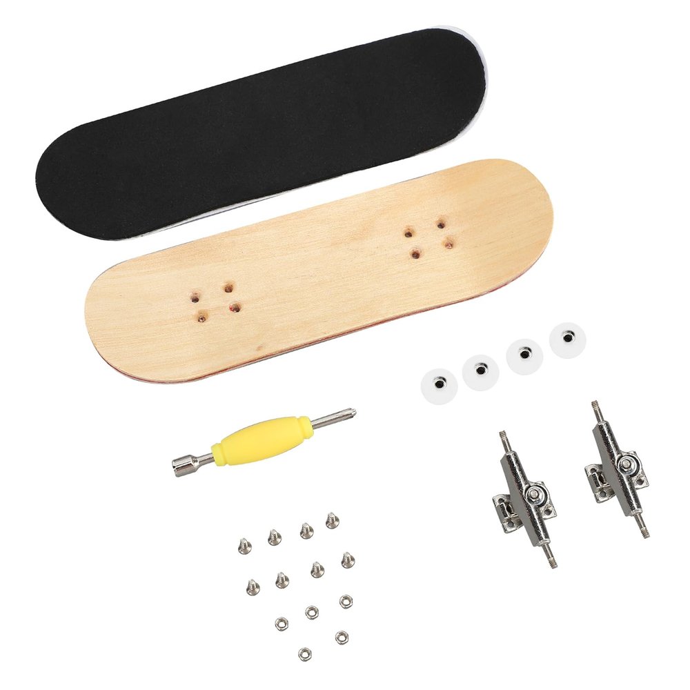Yosoo Health Gear Finger Skateboards, Finger Board, Finger Skating Board, 1Pc Maple Wooden Alloy Fingerboard Finger Skateboards with Box Reduce Pressure People Gifts(White)