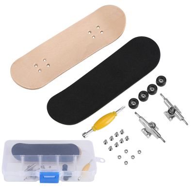 Yosoo Health Gear Finger Skateboards, Finger Board, Tool Kit, 1Pc Maple Wooden Alloy Fingerboard Finger Skateboards with Box Reduce Pressure People Gifts