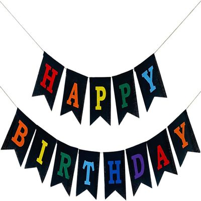 Colorful Happy Birthday Banner, Pre-strung Burlap Rainbow Happy Birthday Sign - Multi Color Reusable Birthday Party Decorations for Kids Boys Girls