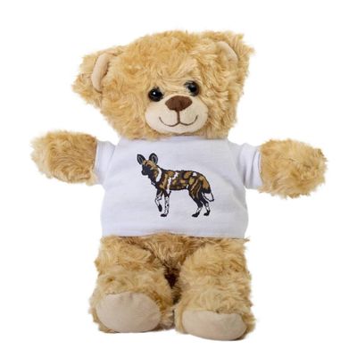 African Wild Dog Teddy Bear, Gift Stuffed Animal, Plush Teddy Bear with Tee, Gift for Her, African Wild Dog Gift, Birthday Christmas Basket Gift Idea