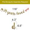 24 Years Loved Banner, Pre-Strung, Gold Glitter Paper Garlands for 24th Birthday/Wedding Anniversary Party Decorations Supplies, No Assembly Required,Gold,SUNbetterland view 2