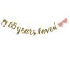 65 Years Loved Banner, Pre-Strung, Gold Glitter Paper Garlands for 65th Birthday/Wedding Anniversary Party Decorations Supplies, No Assembly Required,Gold,SUNbetterland view 1