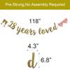 28 Years Loved Banner, Pre-Strung, Gold Glitter Paper Garlands for 28th Birthday/Wedding Anniversary Party Decorations Supplies, No Assembly Required,Gold,SUNbetterland view 2