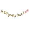 100 Years Loved Banner, Pre-Strung, Gold Glitter Paper Garlands for 100th Birthday/Wedding Anniversary Party Decorations Supplies, No Assembly Required,Gold,SUNbetterland view 1